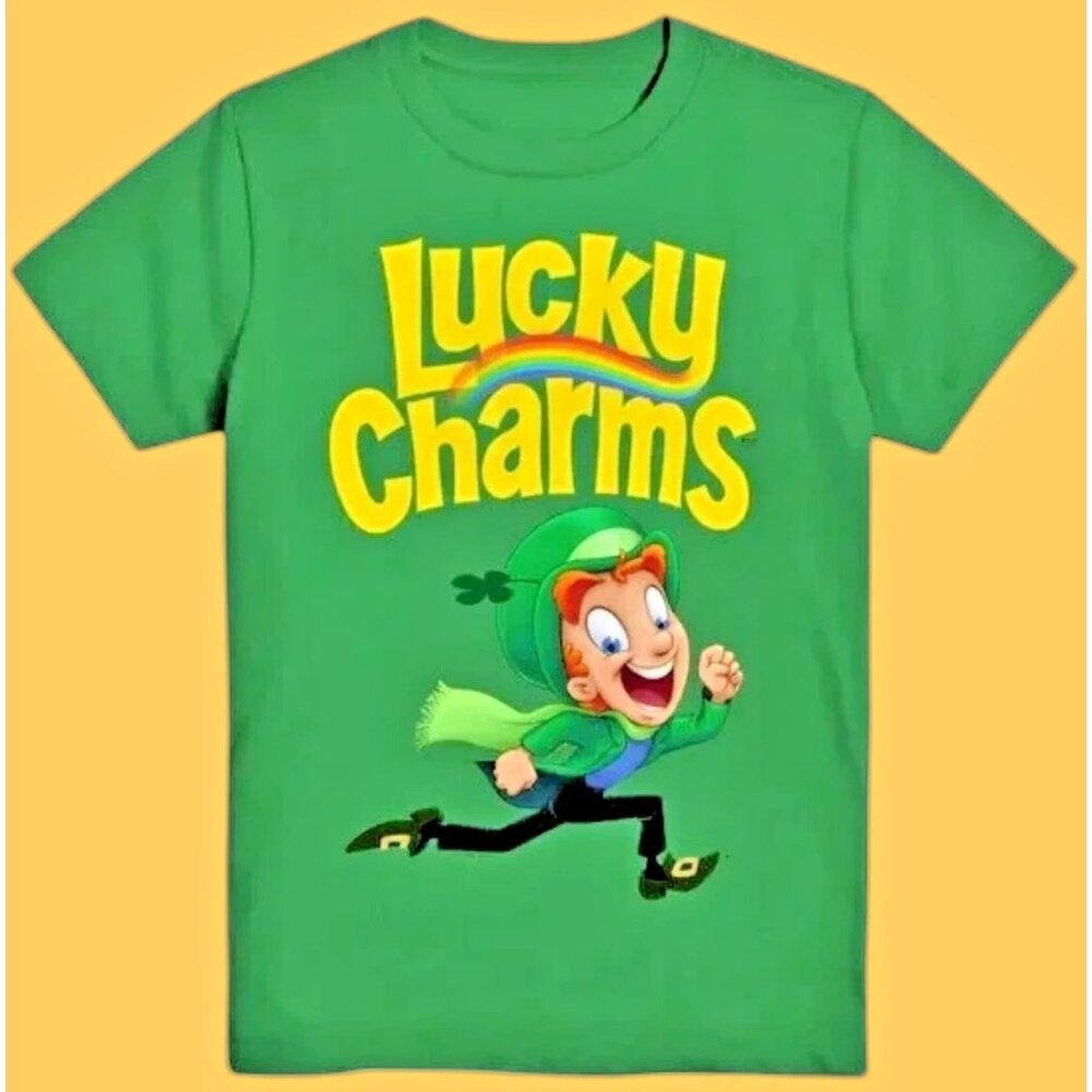 Lucky Charms Boys XL Lucky The Leprechaun Graphic Tee SIZE 18 Green NEW